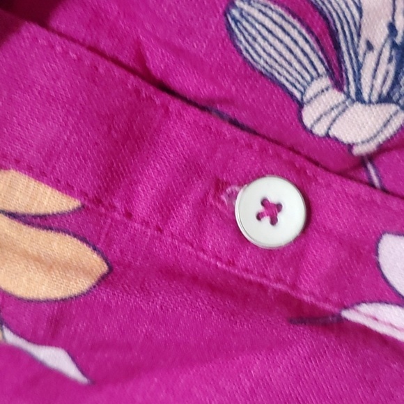 St. John's Bay linen blend top womens size large L fushia pink orange fl… - Picture 4 of 5